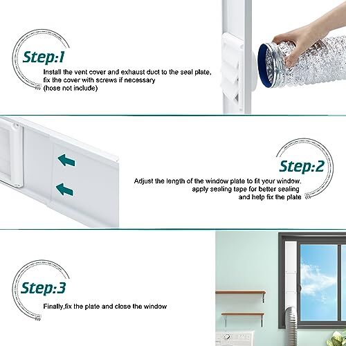 Trockner Entlüftung Fenster Kit Verstellbar Fenster Entlüftung Kit mit Outdoor Trockner Entlüftung Bucht... - Bild 4 von 9