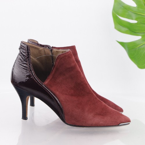 Donald Pliner Women's Taila Boot Size 8.5 Pointed Heel Burgundy Red Suede Cutout - Picture 4 of 12