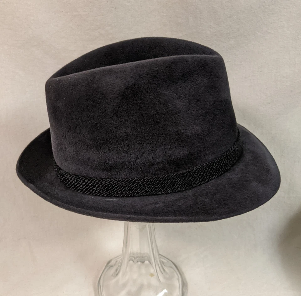 Sombrero Fedora De Colección Dobbs Fifth Avenue Nueva York Talla 6 7/8 Gris Oscuro Foto 3 de 4