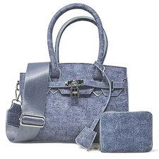 Denim Textured Crossbody With Wallet