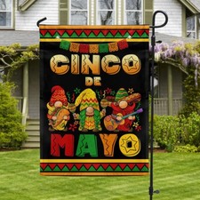 Cinco De Mayo Gnomes Mexico Flag Graden Flag