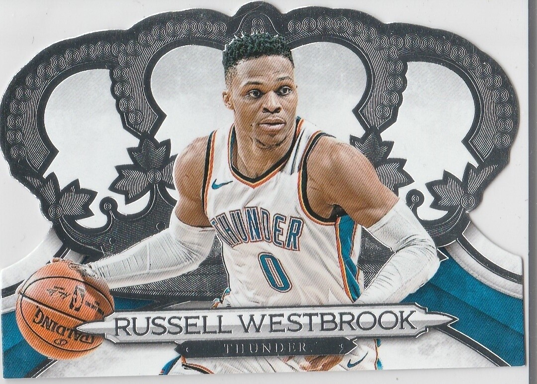 RUSSELL WESTBROOK Die-Cut CROWN ROYALE Premium Basketball 2018 Card OKC THUNDER!