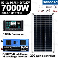 Kit Solare 7000W 12V 110V Inverter CaricabatterieIlluminazione/Campeggio 200W PannelloJY