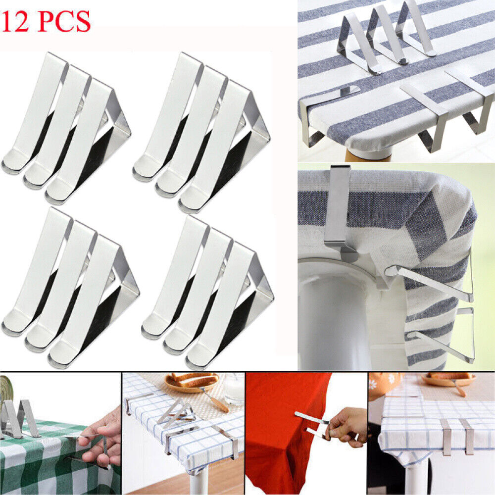 12pcs Stainless Steel Triangle Tablecloth Clips Adjustable Table Cloth  Clamps | eBay