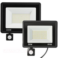 LED Floodlight With PIR Motion Sensor Outdoor Garden Security Lights Waterproof
