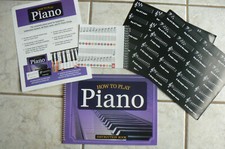 How to Play PIANO,Instruction book,flash cards,clings for keyboard BRAND NEW Kit