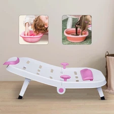 Foldable Toddler Shampoo Chair Adjustable Kids Hair Washing Chair with Headrest