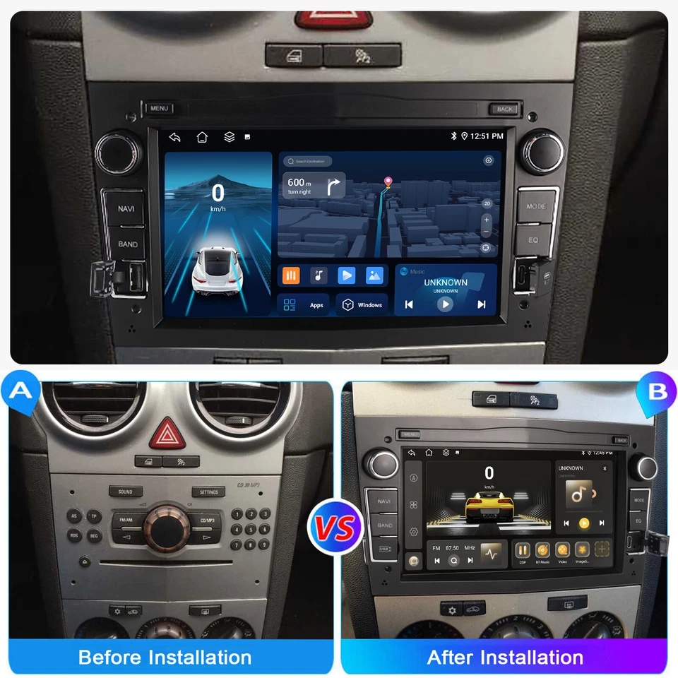 Android 14 6+128G CarPlay Autoradio NAVI Kamera Für Opel Astra G H Corsa Zafira - Bild 4 von 4