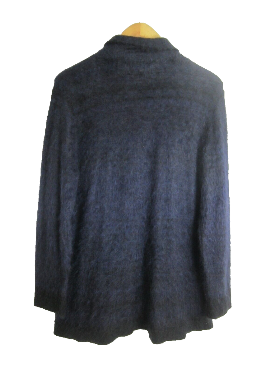 Vtg Jones New York Womens 1X Navy Blue Black Burnout Mohair