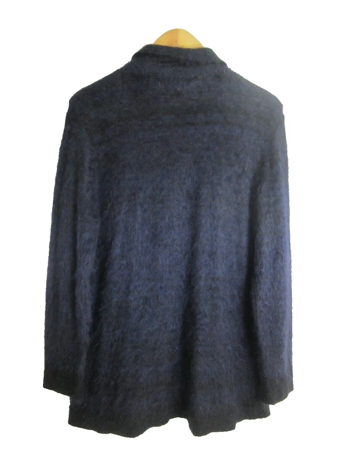 Vtg Jones New York Womens 1X Navy Blue Black Burnout Mohair Zip LS Cardigan - Image 2 of 4