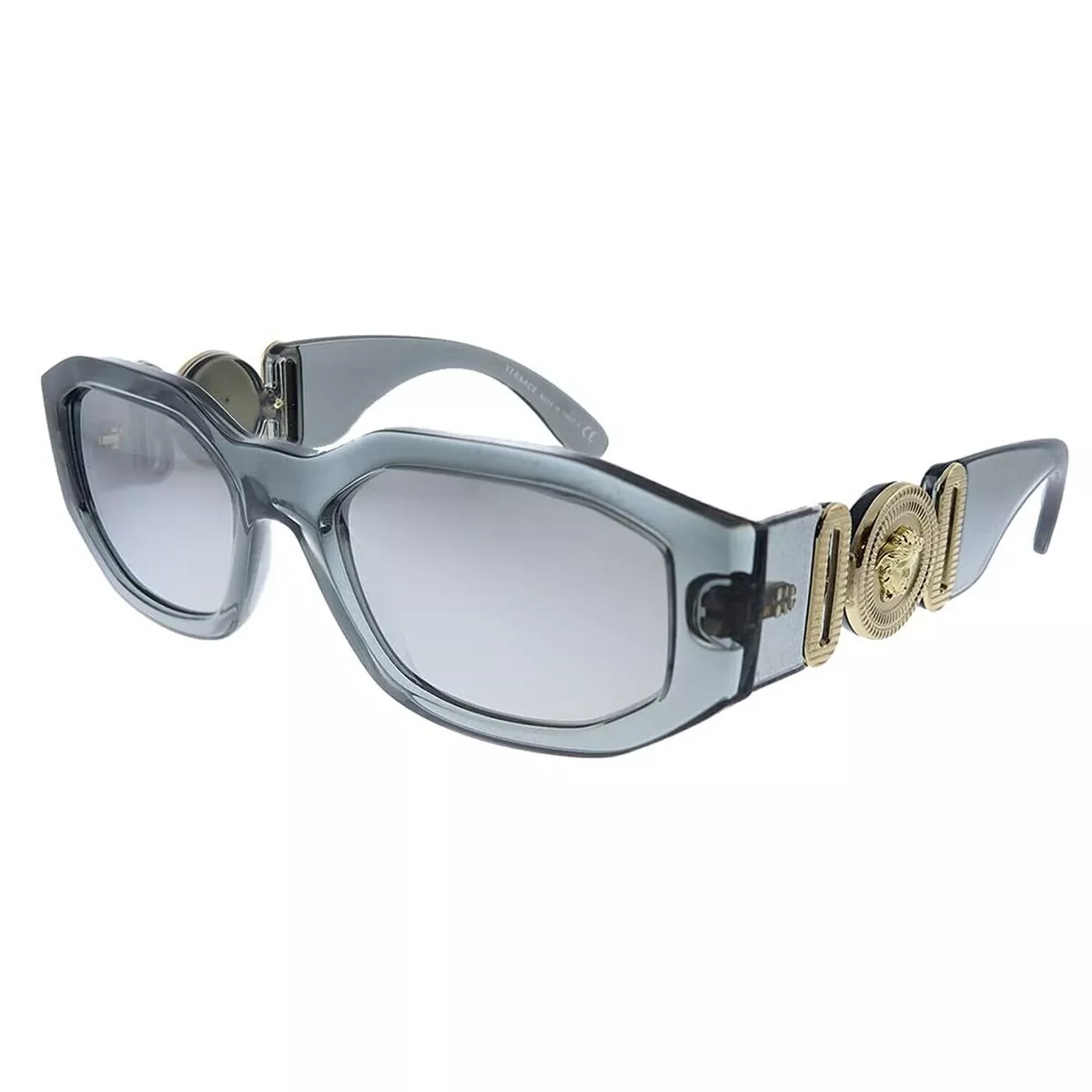Versace VE 4361 311 6G Transparent Grey Plastic Square Sunglasses Grey Mirror