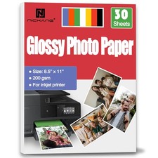 Glossy Photo Paper 8.5x11, 53LB/200GSM, Letter Size 30 Sheets 1
