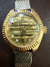 Vintage Seiko Electra 360 Gold Tone Fluted Bezel Manual Wind Ladies Watch