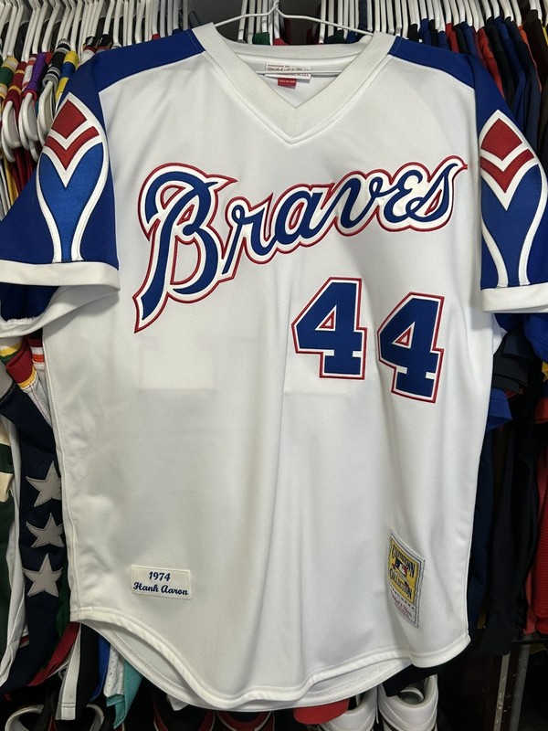 MITCHELL AND NESS HANK AARON AUTHENTIC BRAVES JERSEY SIZE 44
