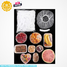 300 Pcs Clear Reusable Elastic Food Covers Stretchable Bowl Plate Covers