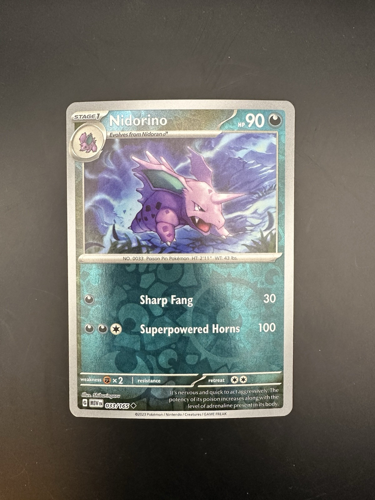 Nidorino 33/165 Pokémon 2023 Scarlet & Violet 151 - Reverse Holo - NM