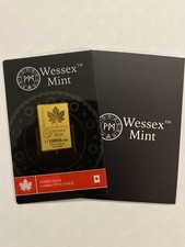 Wessex Mint Maple Leaf 🍁 1/1000oz Fine Gold Bar. Mint 