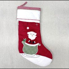 Pottery Barn Kids Santa in Sled Red Quilted Christmas Stocking,No Monogram
