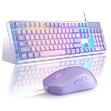 Gaming Keyboard and Mouse Combo, K1 RGB LED Backlit Wired Keyboard K1 violet