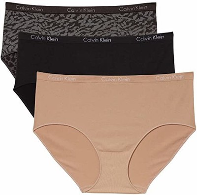 Calvin Klein Ladies Seamless Briefs 3-pack Animal Jacquard /Tan /Black Size XL