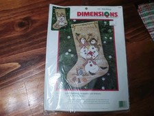 Dimensions Cross Stitch Kit 8486 Snow Family Stocking, Sealed, Dated 1996