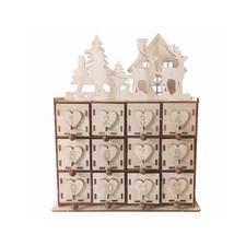 Wooden Storage Box with Drawers Cut Holiday Calendar Calendar Rustic