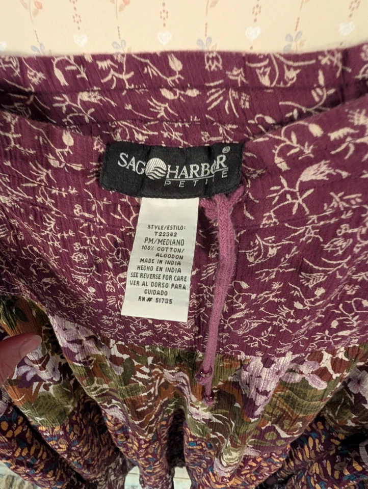 复古扫帚嬉皮裙 M Cottage Core 领带 腰部 分层 巫婆 — 第 4/4 张图片