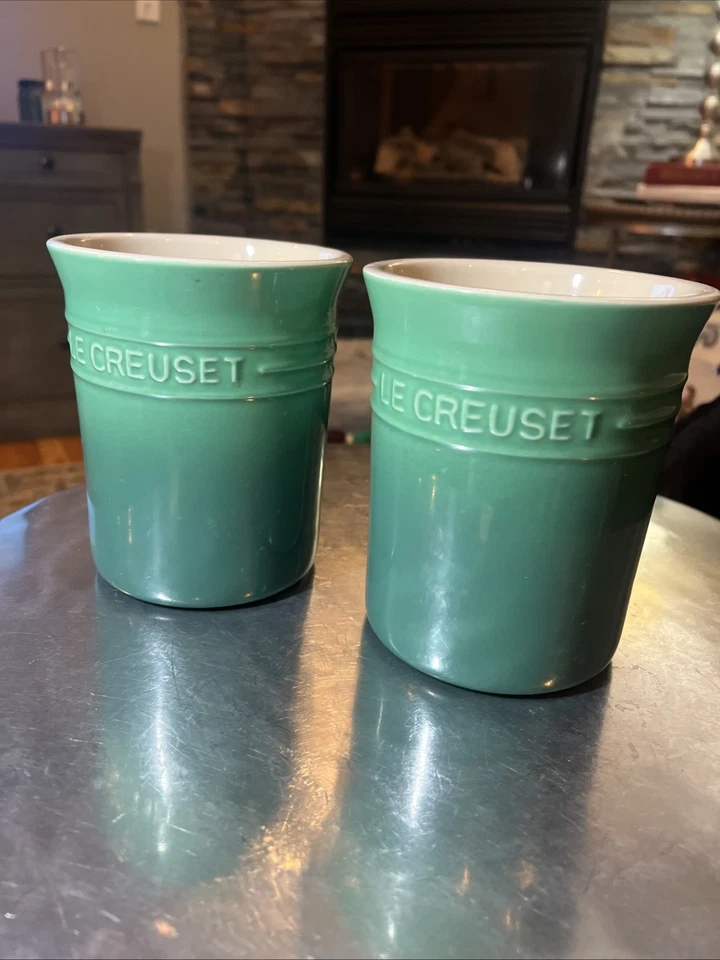 ПАРА, EUC Le Creuset 1 кварта посуда крокодил нефрит 6 дюймов потрясающий набор! Редкие и классические! - Изображение 4 из 4