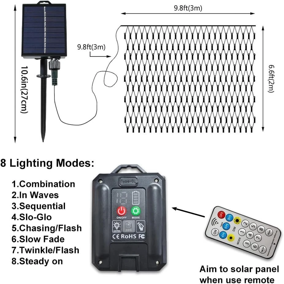 Luces Solares Para Exterior De Navidad 264 Led Carámbanos Multicolor 8 Modos Foto 3 de 4
