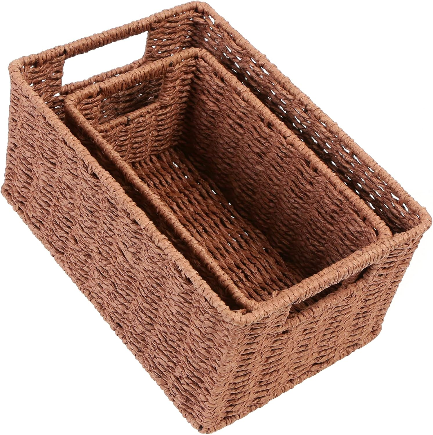 Woven Baskets for Storage, Paper Rope Baskets with Sturdy Metal Wire Frame, Bask