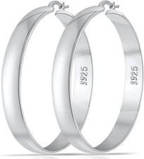 8mm Thick 925 Sterling Silver Hoops Earrings for Women 14K Real Gold Large Hoop