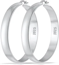 Big Silver Hoop Earrings for Women Sterling Silver Hoop Earrings Large Silver...