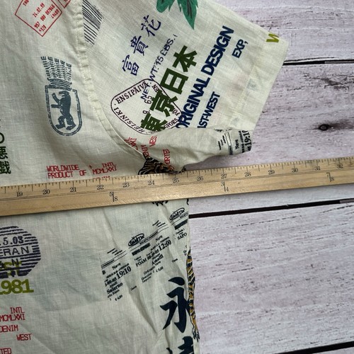 Guess Shirt Men XL 100% Linen East West Aidan Tiger All Over Print - Picture 11 of 12