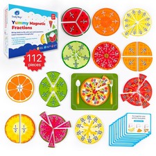 112PC Simply Magic Magnetic Fraction Tiles  Circles, Bars, Class Set