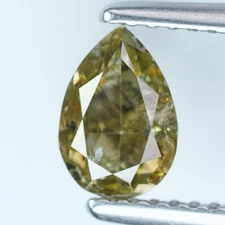 1.00Ct Rare 100% Natural No Treated I-1 Pear Fancy Greenish Yellow Diamond