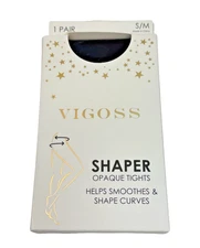 Vigoss Shaper Opaque Tights Women S/M 1 Pair Navy Smoothes Shapes Curves Nylon