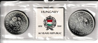 Ungarn HUNGARY 50 Years Republic 50 100 Forint 1969