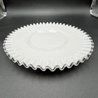 VTG Fenton Silver Crest Ruffled 12.5”D Low Footed White Milk Glass Torte Plate