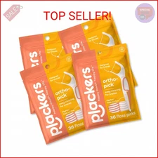 Plackers Orthopick Floss Picks, Unflavored, Designed for Braces, Fold-Out FlipPi