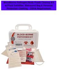 Bloodborne Pathogen/Body Fluids Cleanup Kit w/Fluid Solidifier, Biohazard Bag...