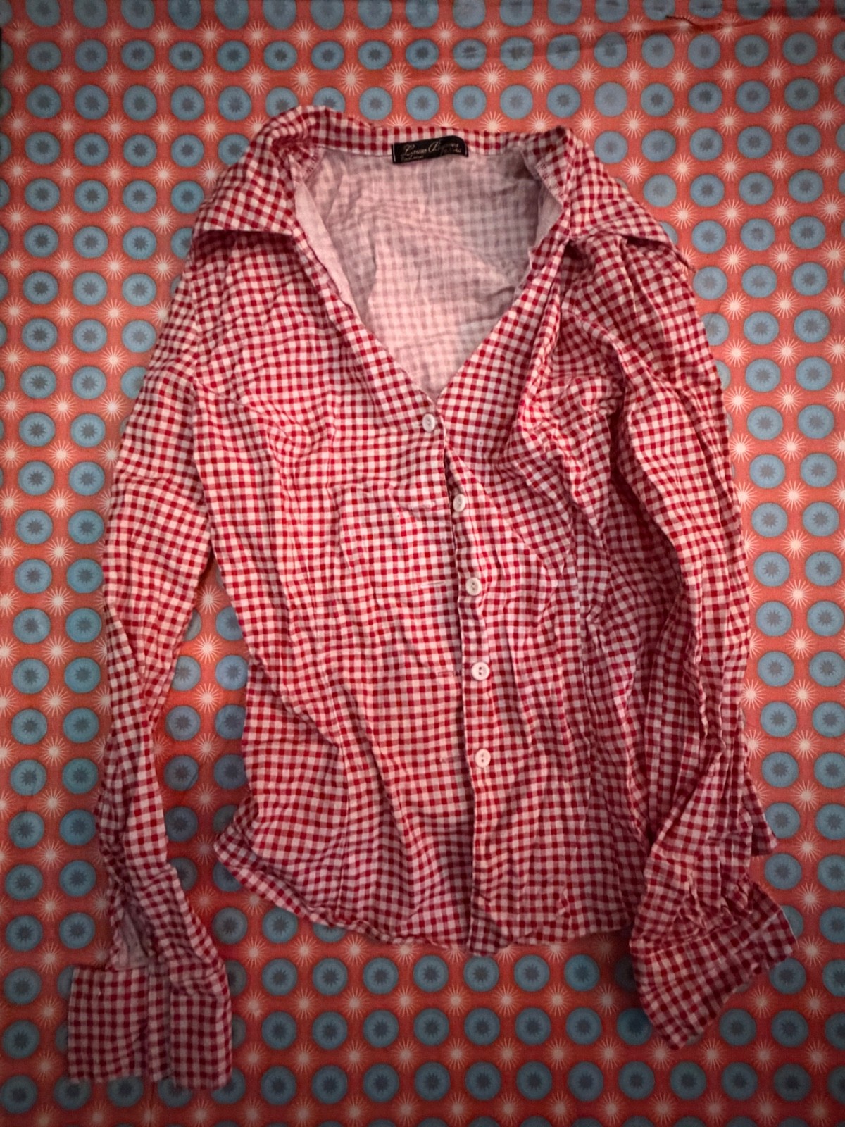Laura Byrnes Pinup Couture Black Label Gingham Top M/L