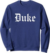 Duke Unisex Classic Fit Modern Letter Print Unisex Crewneck Sweatshirt