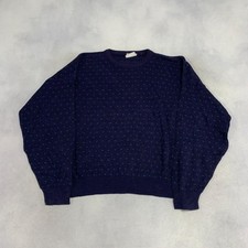 Vintage Abstract Knitted Jumper Patterned Grandad Knit Sweater Men's M