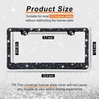 Bling License Plate Frames for Women, 2 Pack Handcrafted Sparkly Rhinestone Car