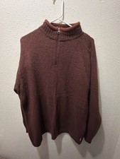 Woolrich Mens Large 1/4 Zip Wool Sweater Cabernet Heather Pullover