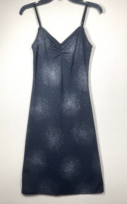 Axara Dress Womens Size 1 Black Sequin Firework Print France Party Slip y2k