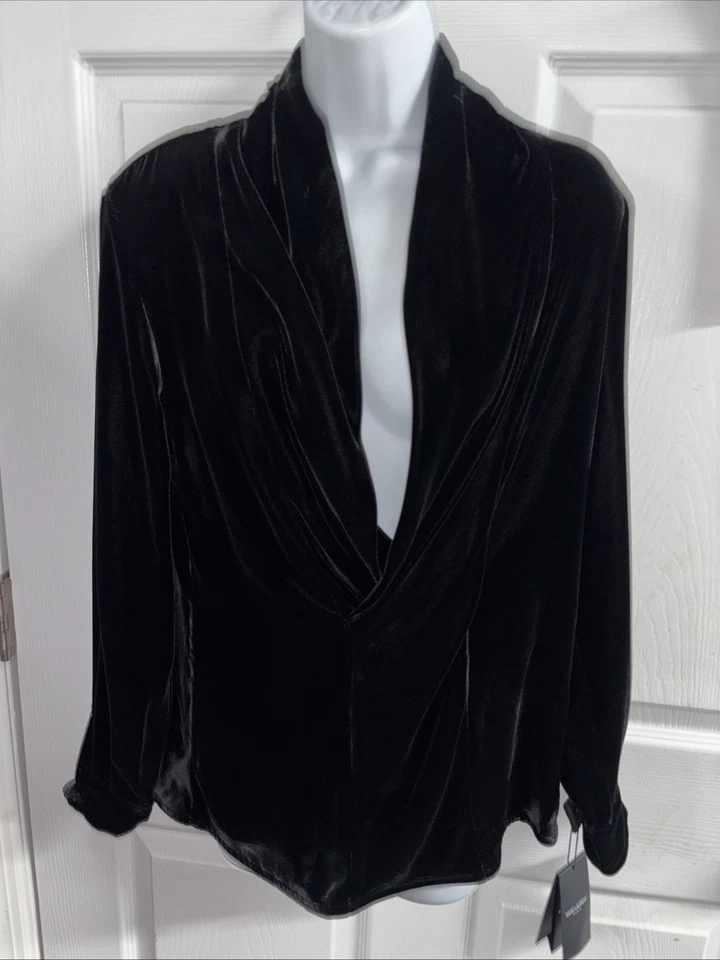 Yves Saint Laurent Women’s Velours Viscose Soie Black Size 36 Small - Image 2 of 4