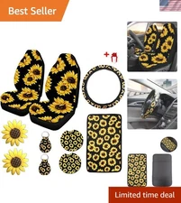 10PCS Sunflower Accessories for Car Wheel Cover,2PCS Front Seat Covers Sunflo...
