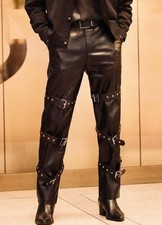 2025 Men's Fashion Multi-Buckle PU Leather Trousers