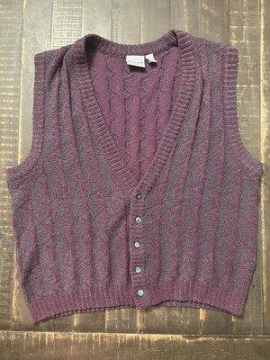 Vintage Aztec Wool Blend Sweater Vest  Button Closure Textured Lightweight 1990s